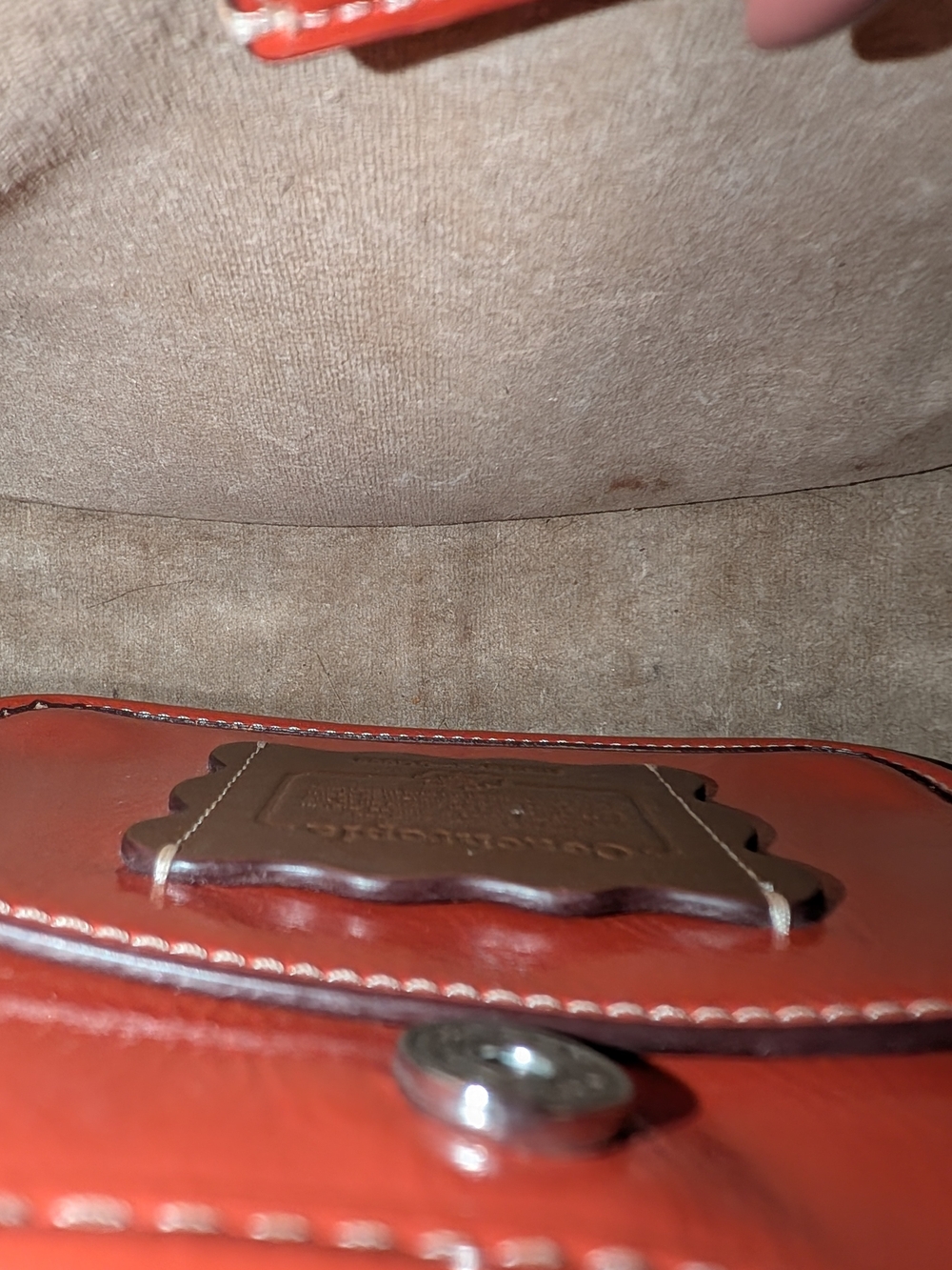 Coach Ergo Bag Coachtopia Crinkle Patent Leather Orange/Red CQ003 - Picture 9 of 10